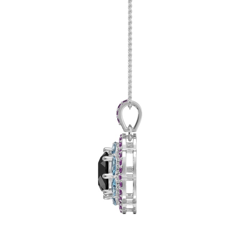 Flower Marquise Halo Necklace