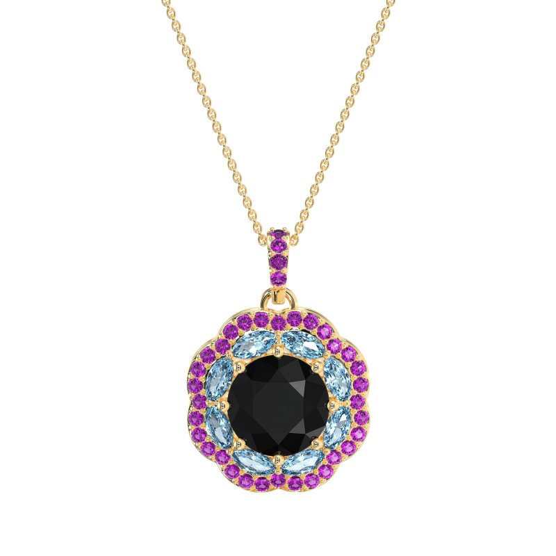 Flower Marquise Halo Necklace
