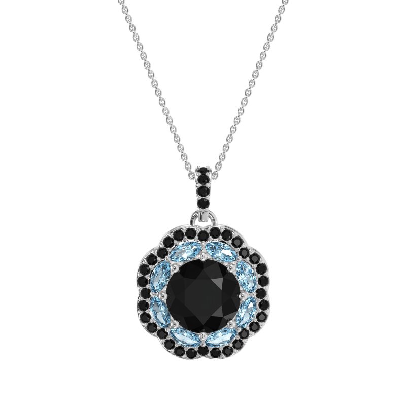 Flower Marquise Halo Necklace