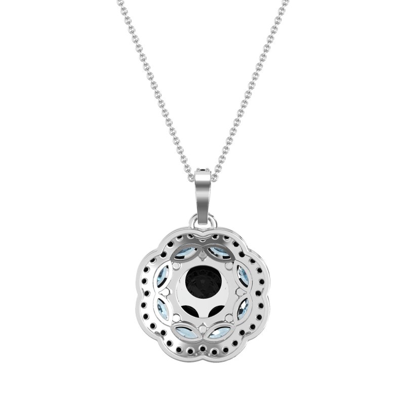Flower Marquise Halo Necklace
