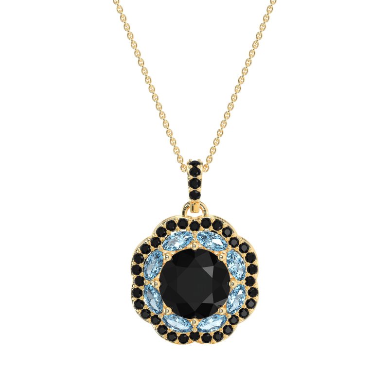 Flower Marquise Halo Necklace