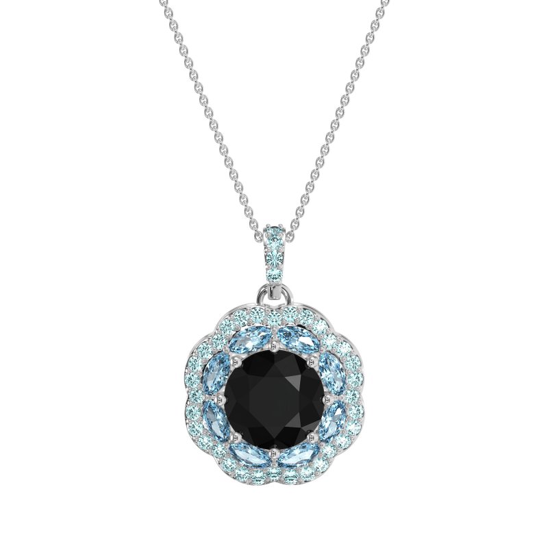 Flower Marquise Halo Necklace