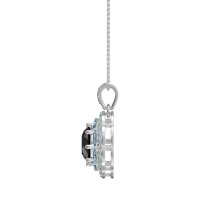 Flower Marquise Halo Necklace