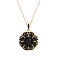 Black Onyx Flower Marquise Halo Necklace In 14k Yellow Gold – Ahisma Necklace