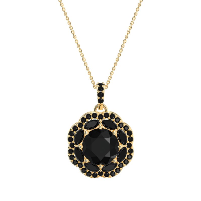 Flower Marquise Halo Necklace