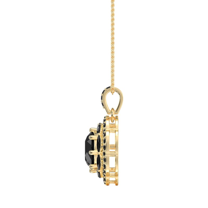Flower Marquise Halo Necklace
