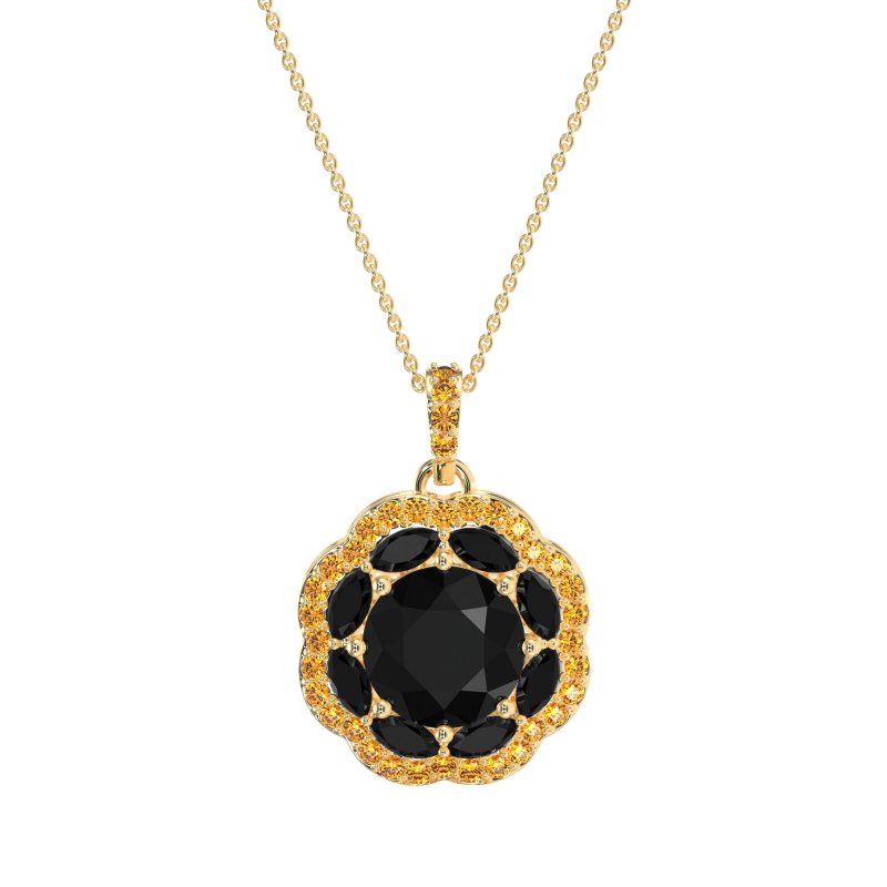 Flower Marquise Halo Necklace