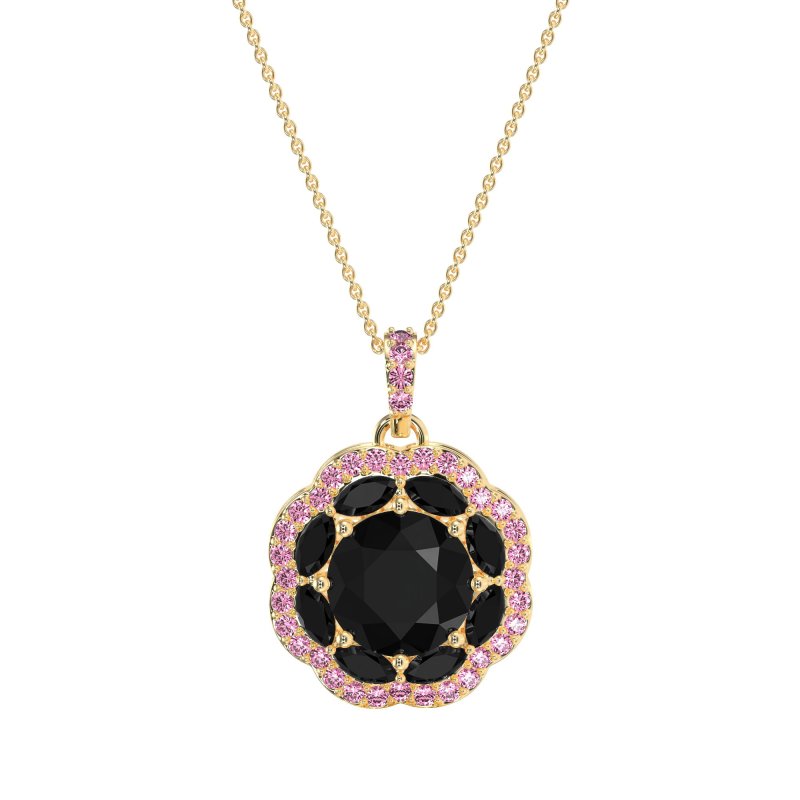 Flower Marquise Halo Necklace