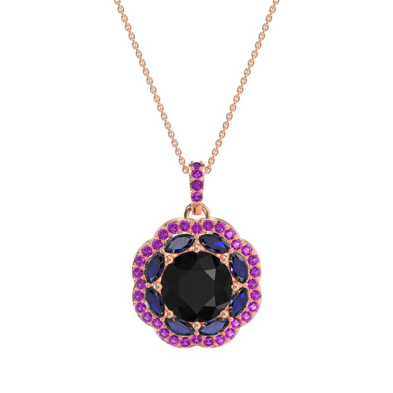 Flower Marquise Halo Necklace
