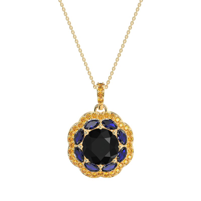 Flower Marquise Halo Necklace