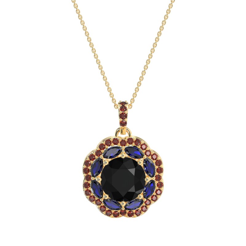 Flower Marquise Halo Necklace