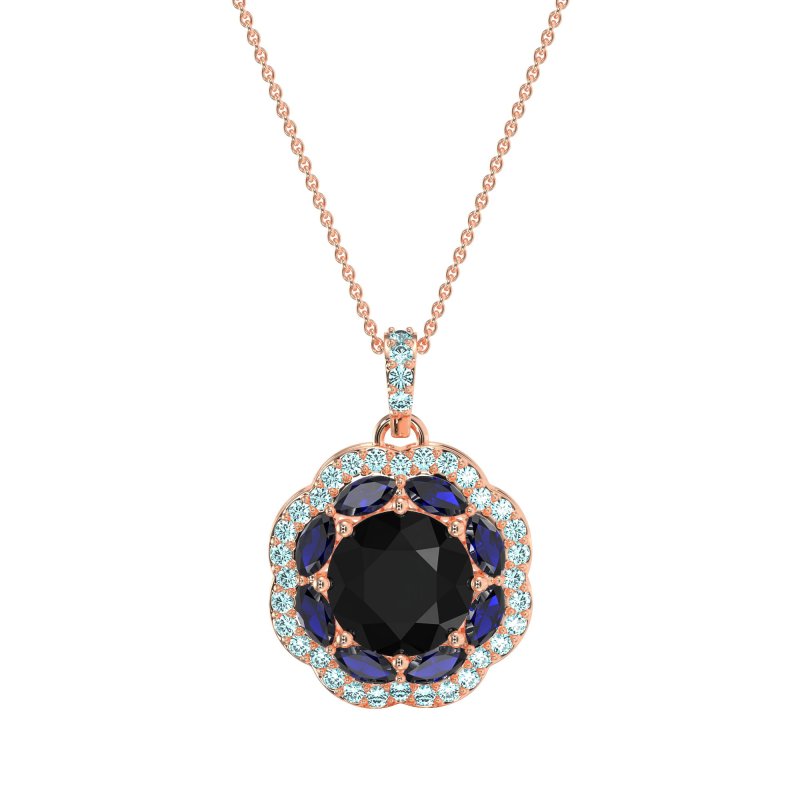 Flower Marquise Halo Necklace
