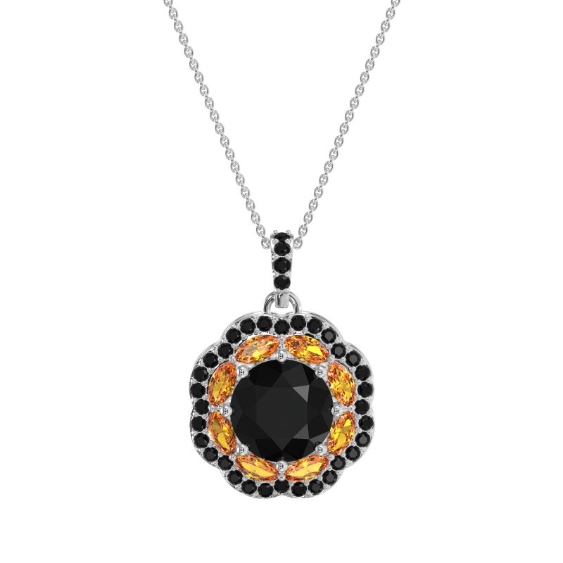 Flower Marquise Halo Necklace