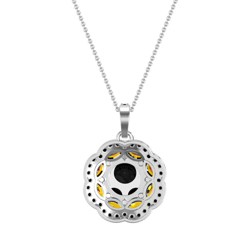 Flower Marquise Halo Necklace
