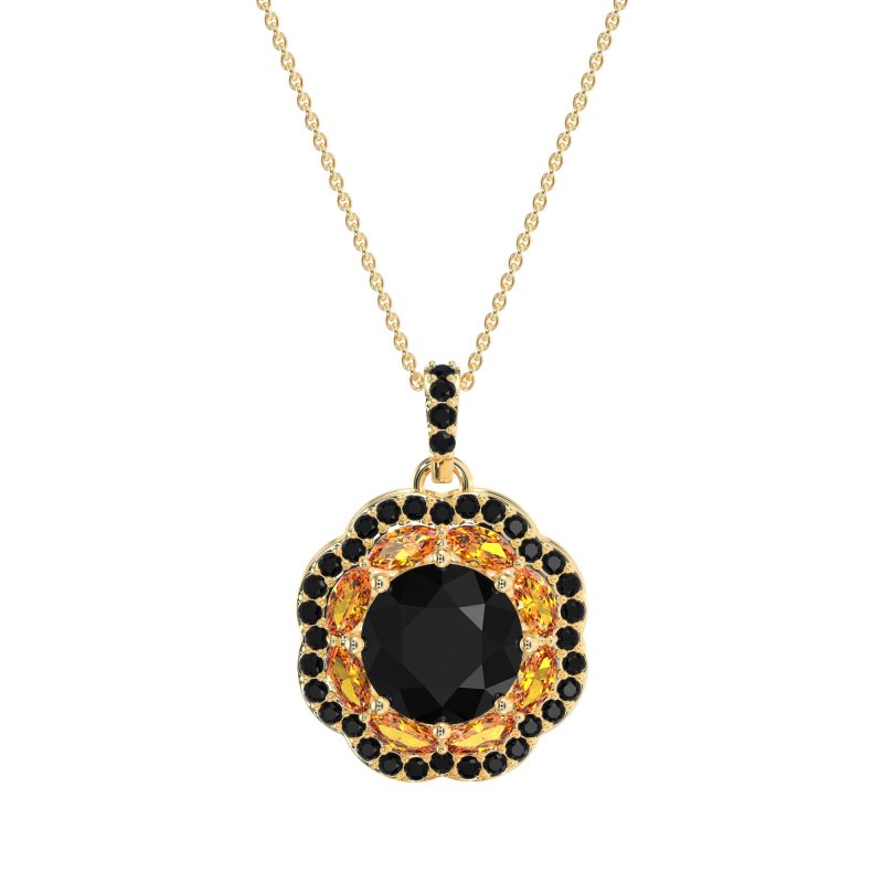 Flower Marquise Halo Necklace