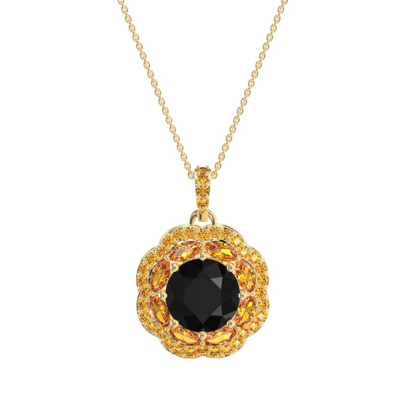 Flower Marquise Halo Necklace