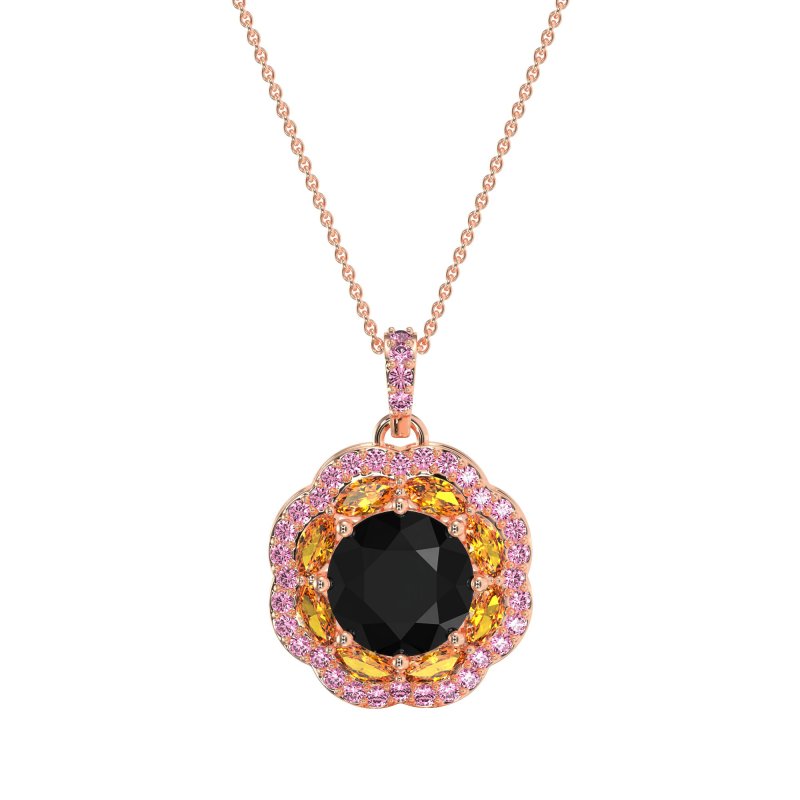 Flower Marquise Halo Necklace