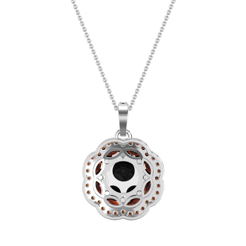Flower Marquise Halo Necklace