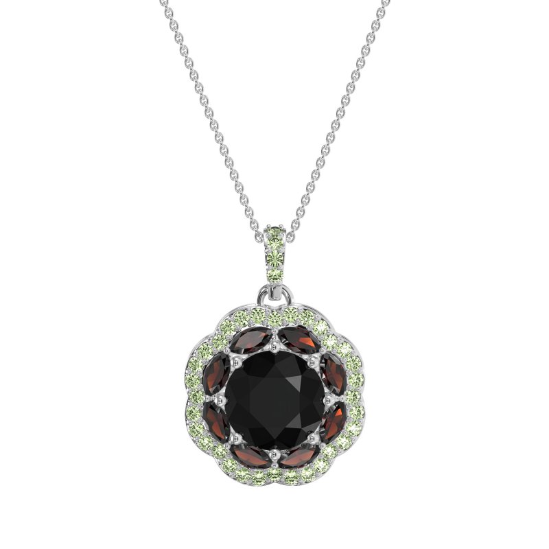Flower Marquise Halo Necklace