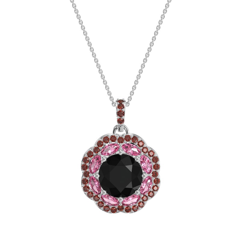Flower Marquise Halo Necklace