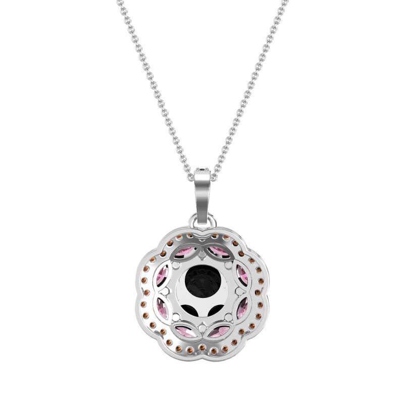 Flower Marquise Halo Necklace