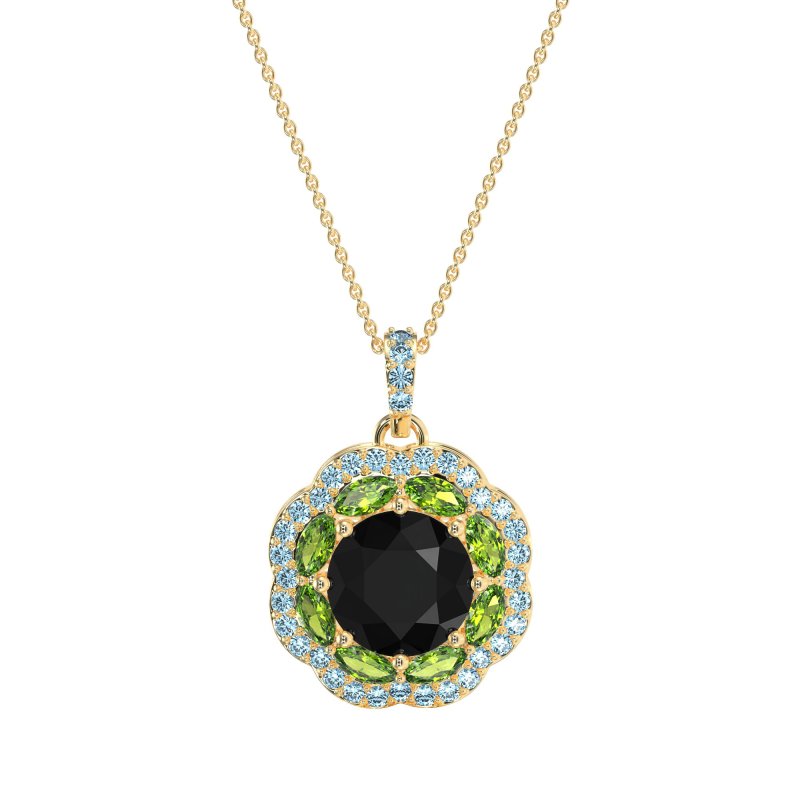 Flower Marquise Halo Necklace