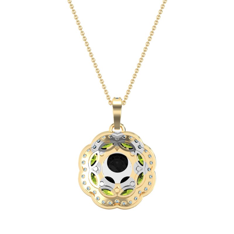 Flower Marquise Halo Necklace