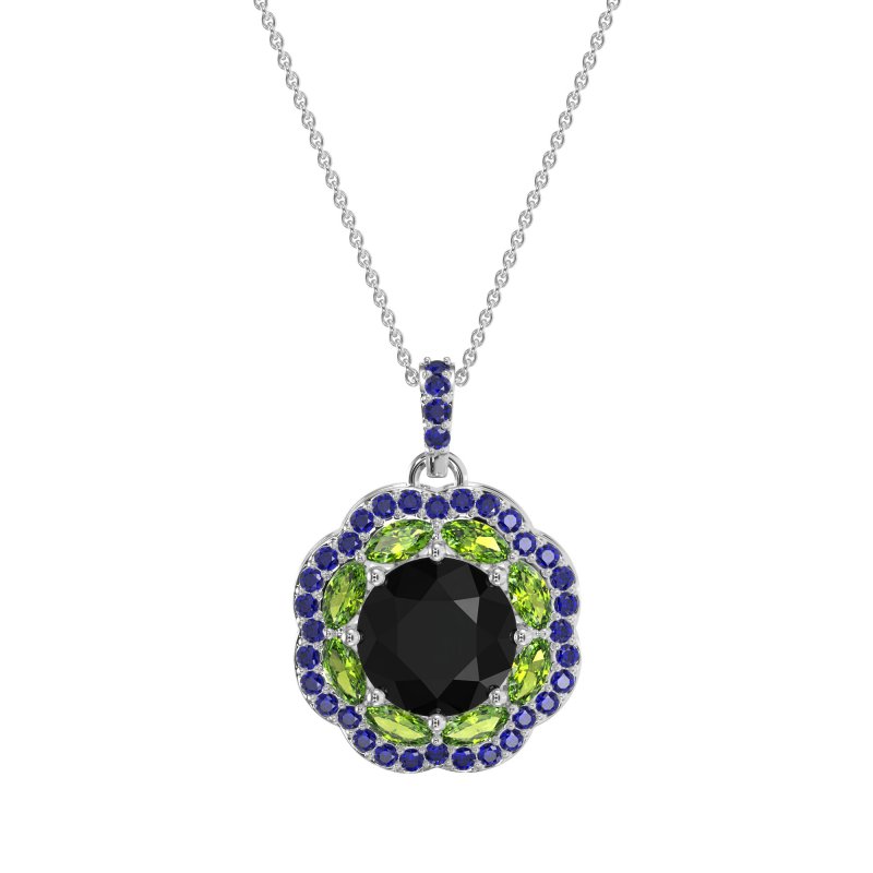 Flower Marquise Halo Necklace