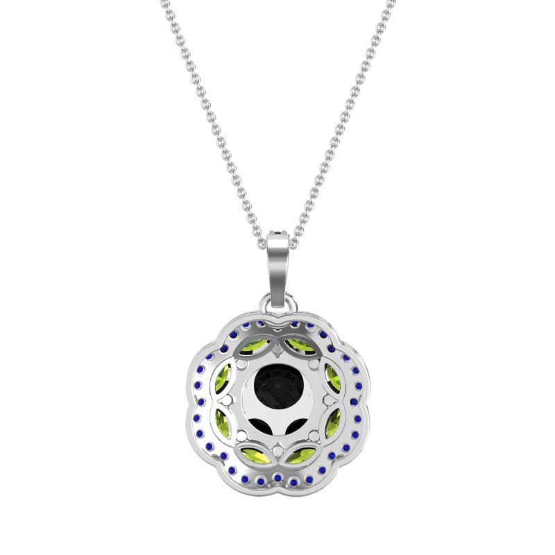 Flower Marquise Halo Necklace