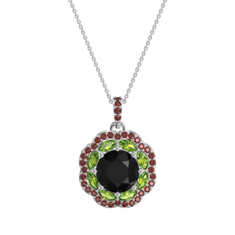 Flower Marquise Halo Necklace