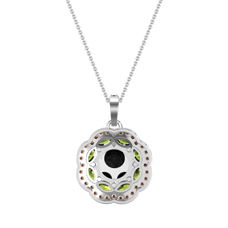 Flower Marquise Halo Necklace