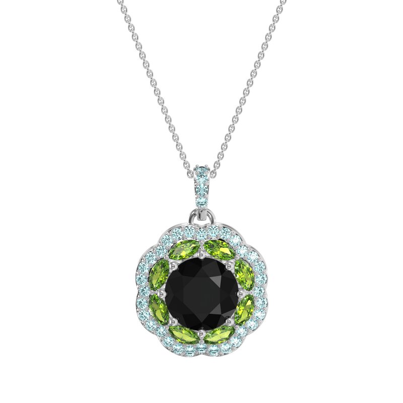 Flower Marquise Halo Necklace
