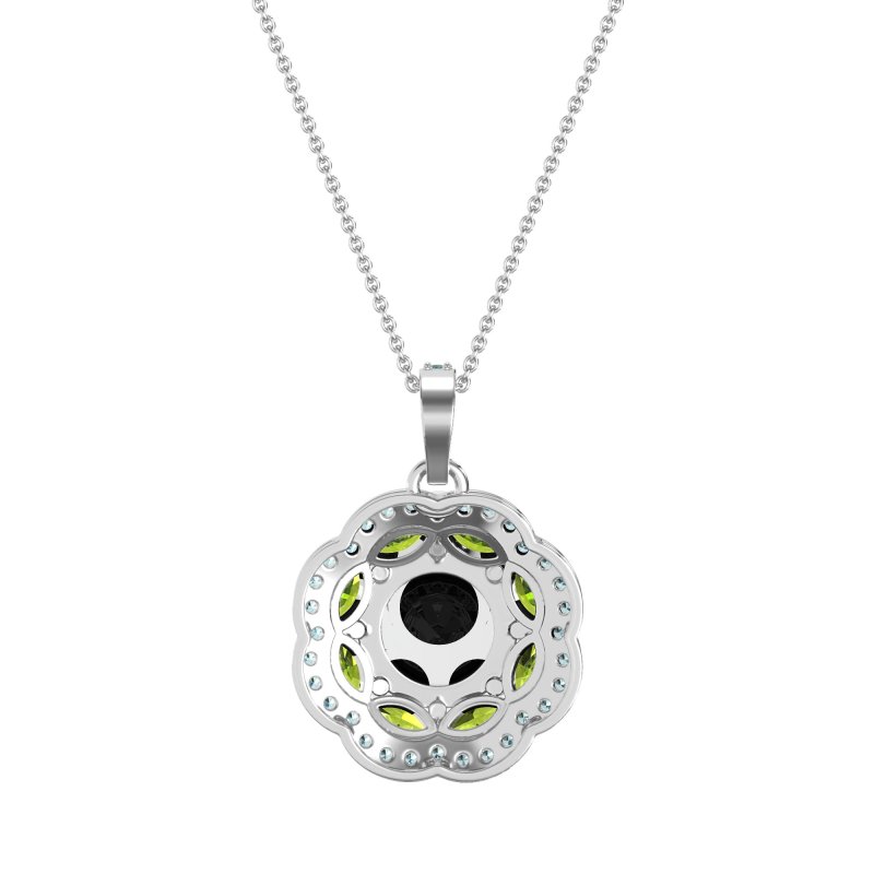 Flower Marquise Halo Necklace