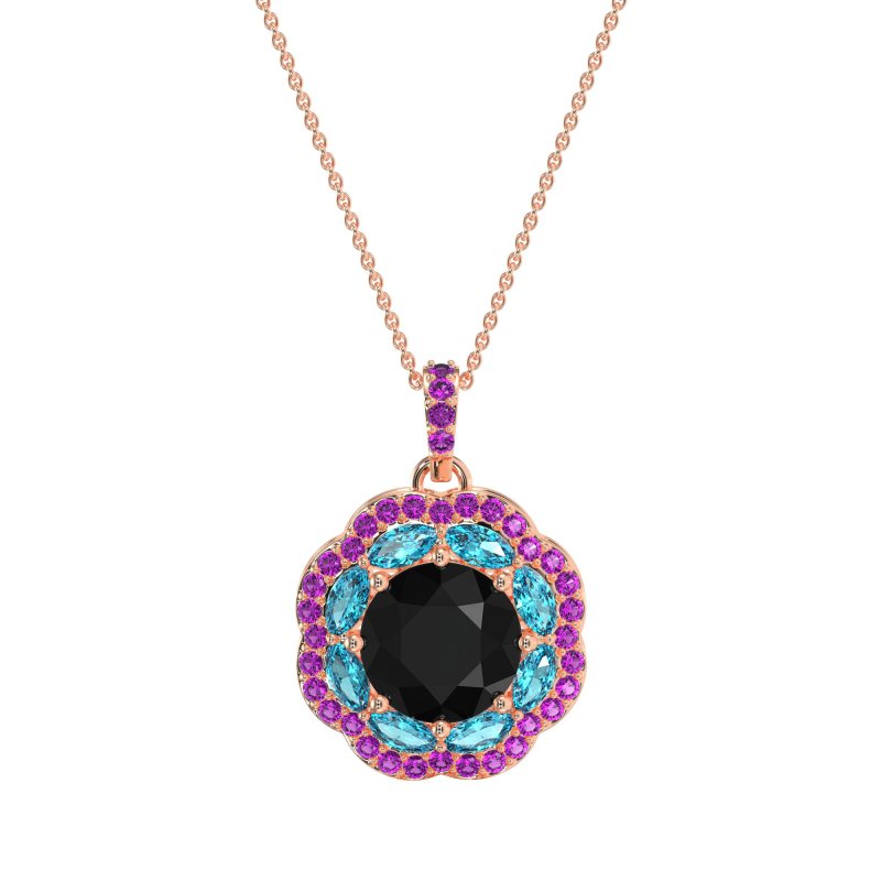 Flower Marquise Halo Necklace