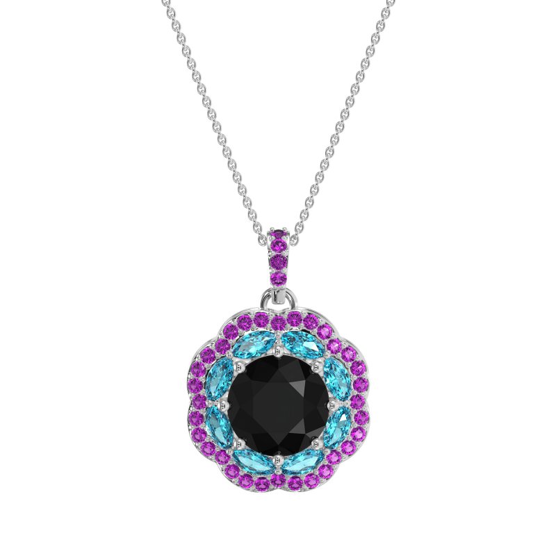 Flower Marquise Halo Necklace