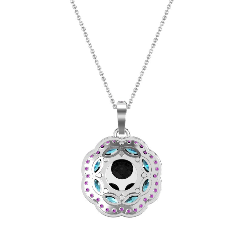 Flower Marquise Halo Necklace