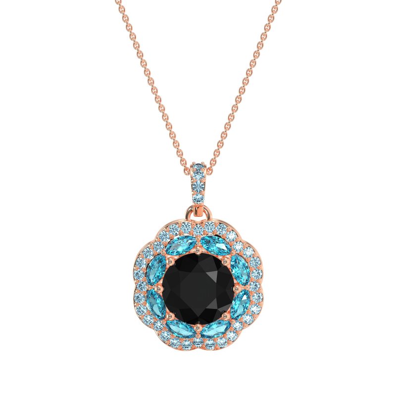 Flower Marquise Halo Necklace