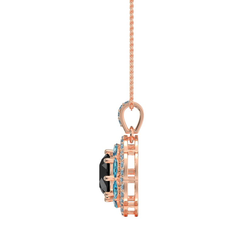 Flower Marquise Halo Necklace