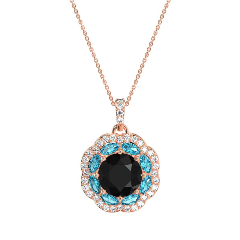 Flower Marquise Halo Necklace