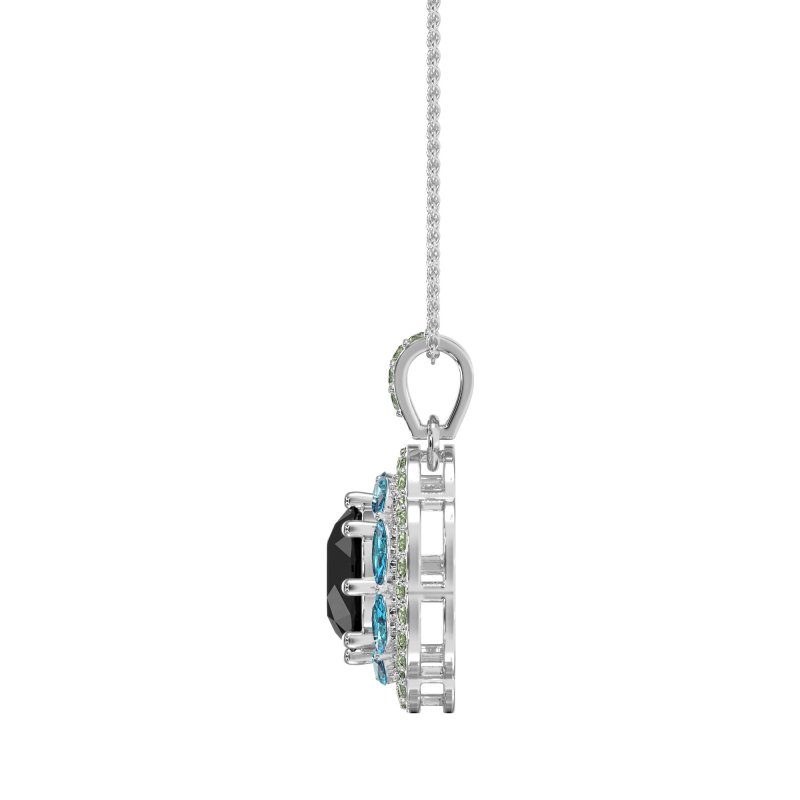 Flower Marquise Halo Necklace