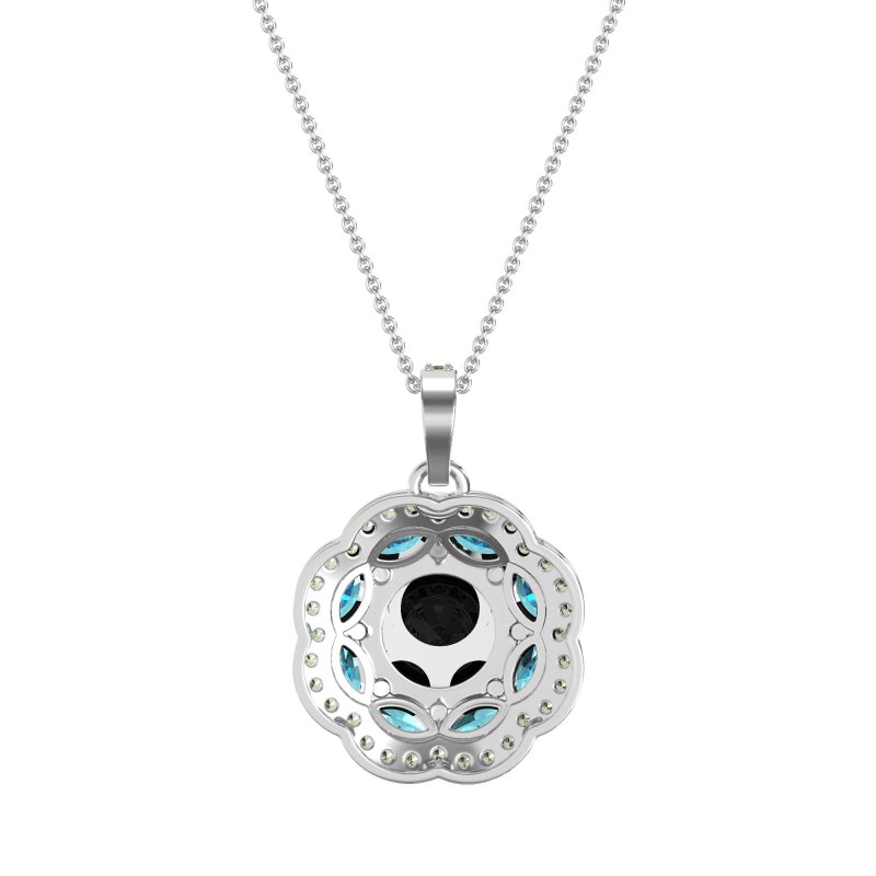 Flower Marquise Halo Necklace