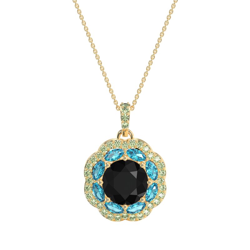Flower Marquise Halo Necklace