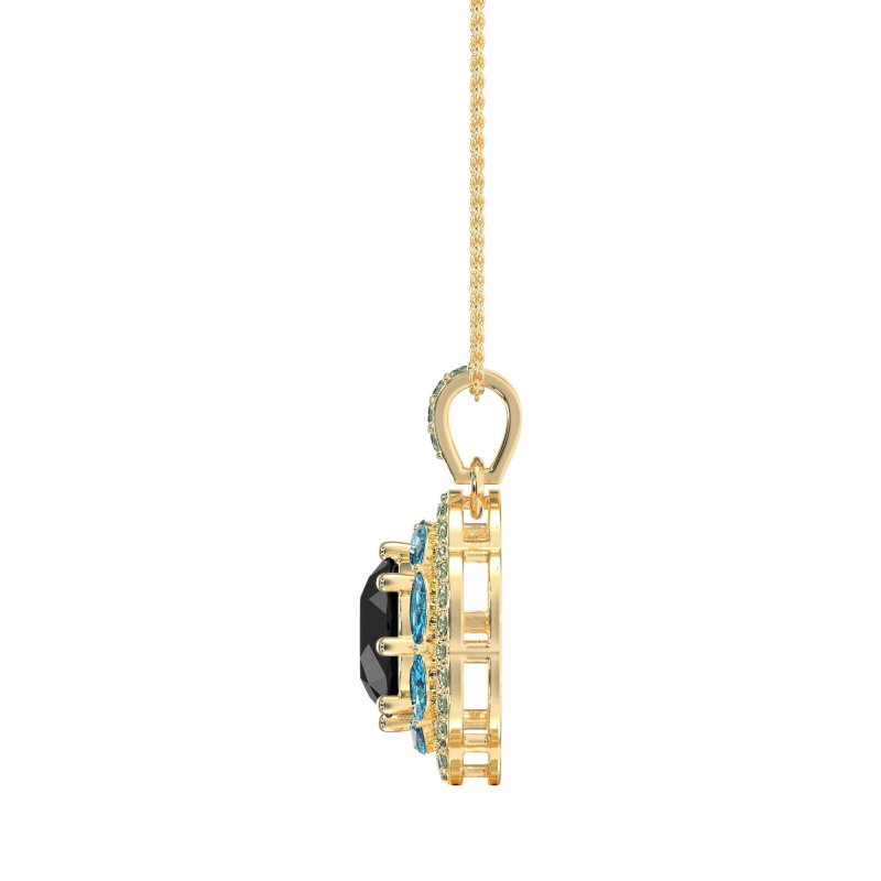 Flower Marquise Halo Necklace
