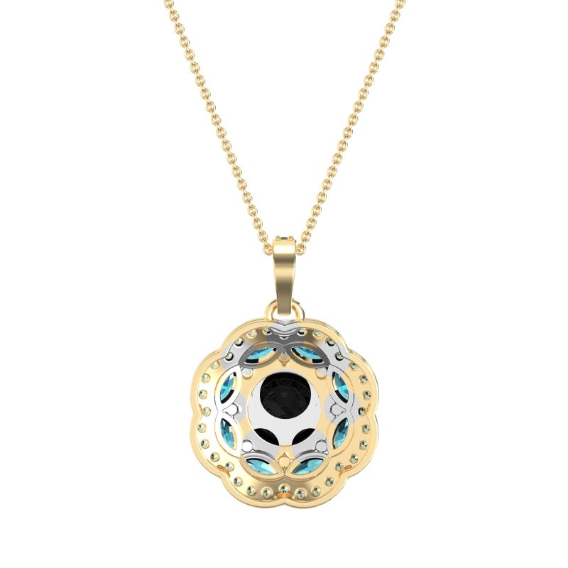 Flower Marquise Halo Necklace