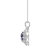 Flower Marquise Halo Necklace