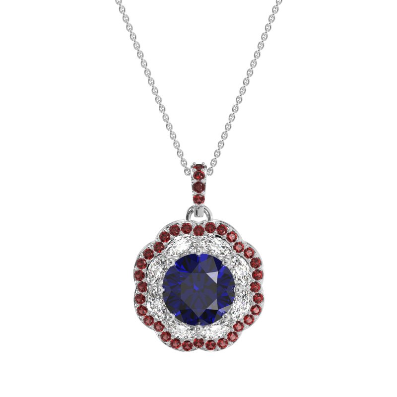 Flower Marquise Halo Necklace