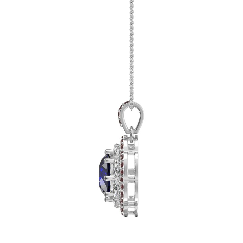Flower Marquise Halo Necklace