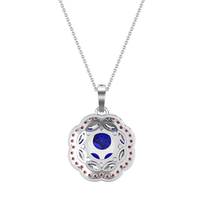 Flower Marquise Halo Necklace