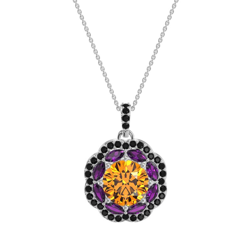 Flower Marquise Halo Necklace