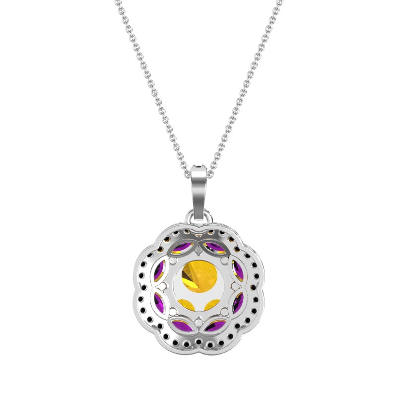 Flower Marquise Halo Necklace